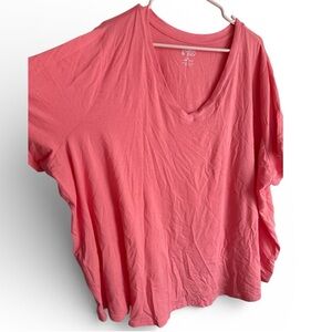 Terra & Sky Coral Pink V-Neck Short Sleeve Tee